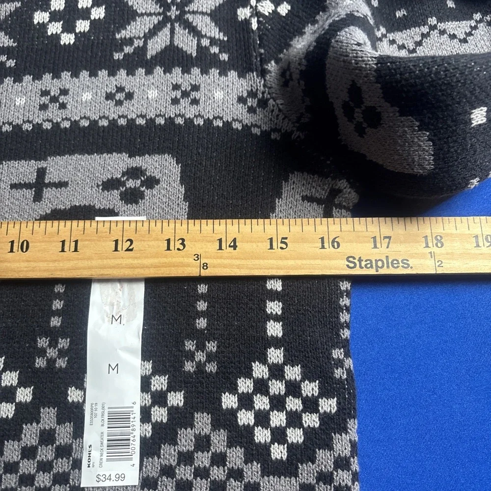 Holiday Boys Medium 10/12 Ugly Christmas Sweater Gamer Black/Gray New
